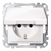 Merten Prise SCHUKO pws/gl avec couvercle rabattable IP44 MEG2414-0319-1