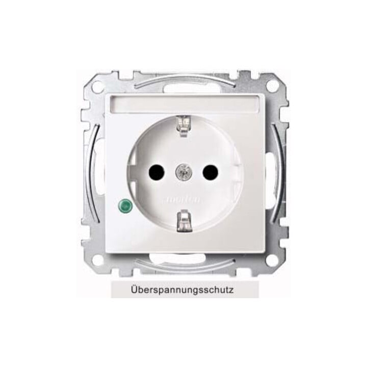 Merten Prise SCHUKO pws/gl avec protection surtension et inscription MEG2305-0319