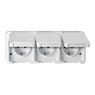 Merten Prise triple SCHUKO gris clair MEG2390-8029