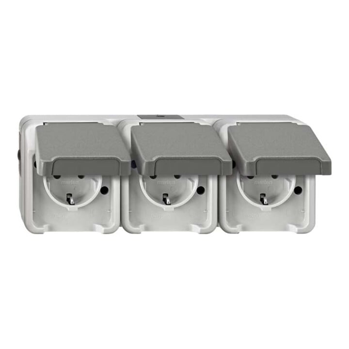 Merten Prise triple SCHUKO gris clair MEG2391-8029