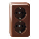 Merten SCHUKO-Doppel-Steckdose braun AP MEG2421-8717-1