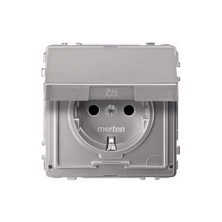 Merten SCHUKO-Steckdose alu Klappdeckel MEG2310-7260