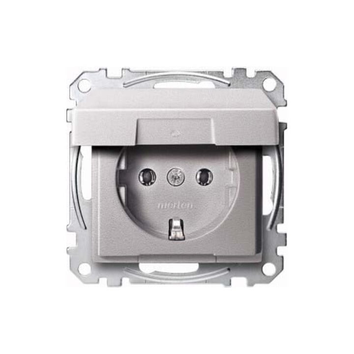 Merten SCHUKO-Steckdose alu Klappdeckel MEG2311-0460
