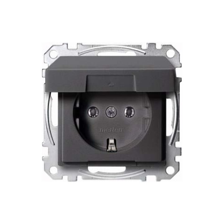 Merten SCHUKO-Steckdose anth Klappdeckel MEG2311-0414