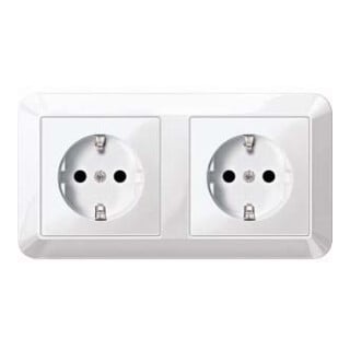 Merten SCHUKO-Steckdose pws/gl Doppel MEG2328-1019