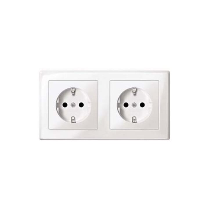 Merten SCHUKO-Steckdose pws/gl Doppel MEG2328-1419