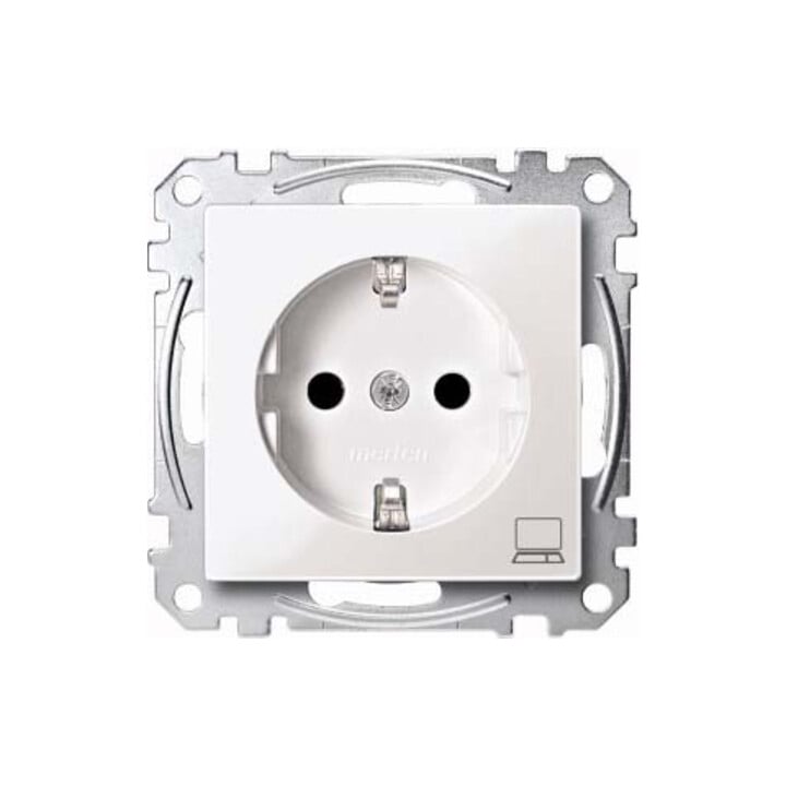 Merten SCHUKO-Steckdose pws/gl Kennz.Computer MEG2350-0319