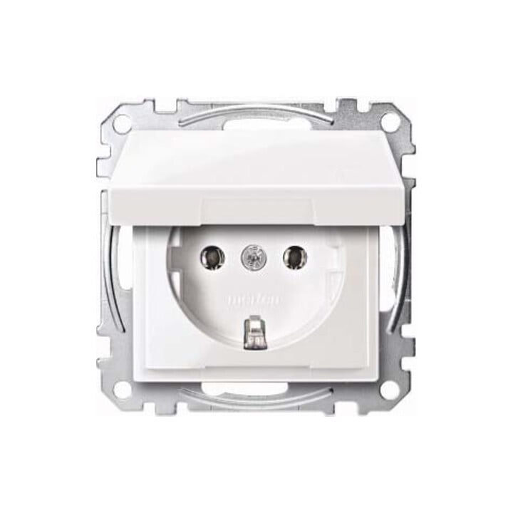 Merten SCHUKO-Steckdose pws/gl Klappdeckel MEG2311-0319