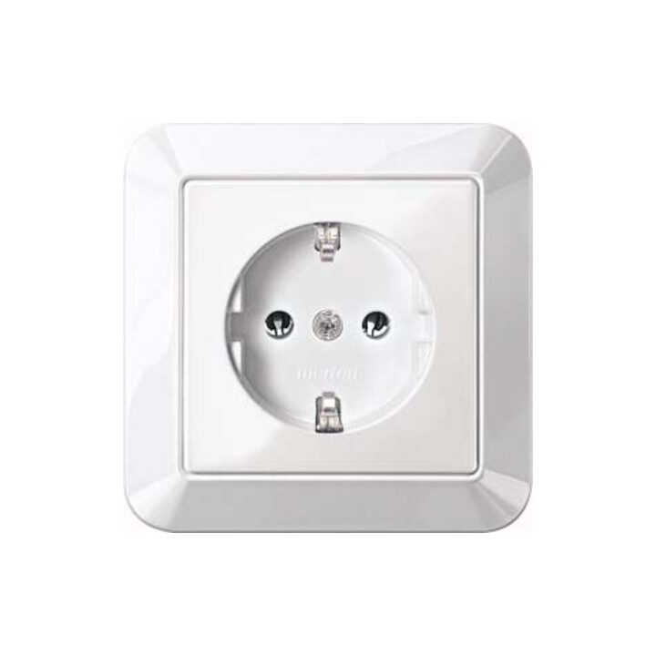 Merten SCHUKO-Steckdose pws/gl volle Abdeckplatte MEG2301-1019