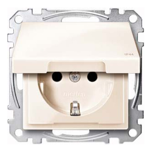 Merten SCHUKO-Steckdose ws/gl Klappdeckel IP44 MEG2314-0344