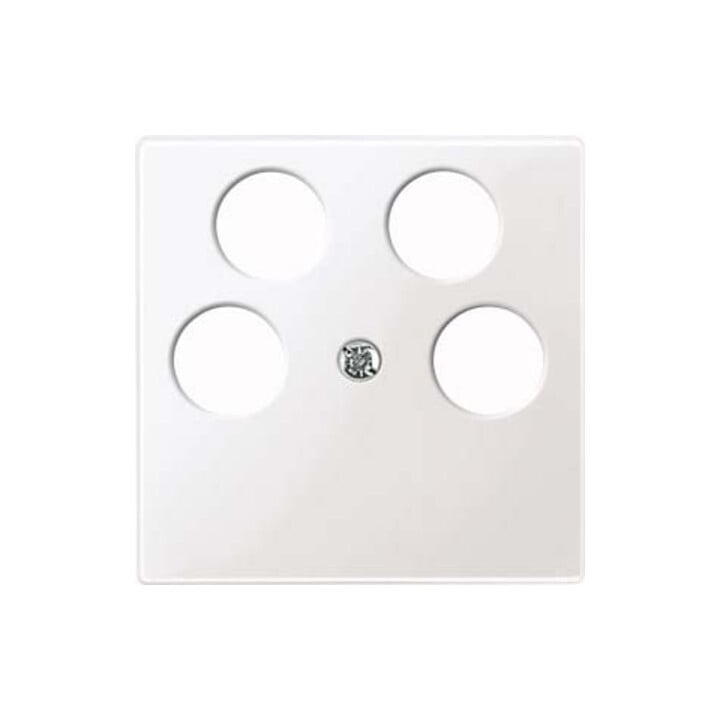Merten Zentralplatte pws/gl f.Antenn.Dose 4Loch 296519