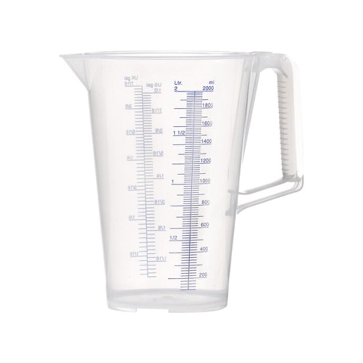 Messbecher 2l blau bedruckte Skala PP PRESSOL