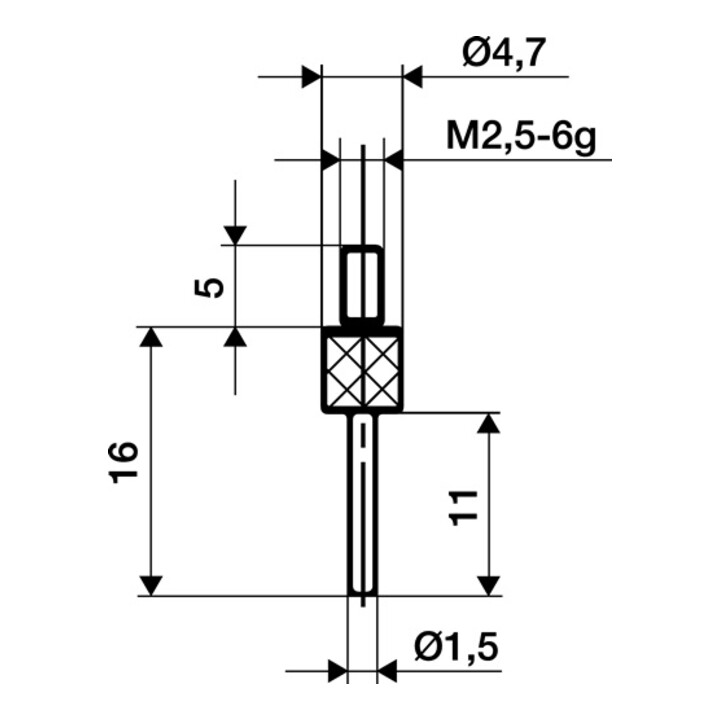 Messeins.D.1,5mm L.50mm Stift M2,5 STA z.Messuhren KÄFER