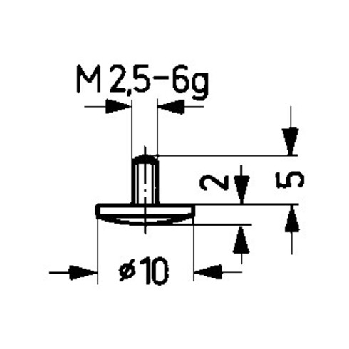 Messeins.D.10mm gewölbt R.15 M2,5 STA z.Messuhren KÄFER