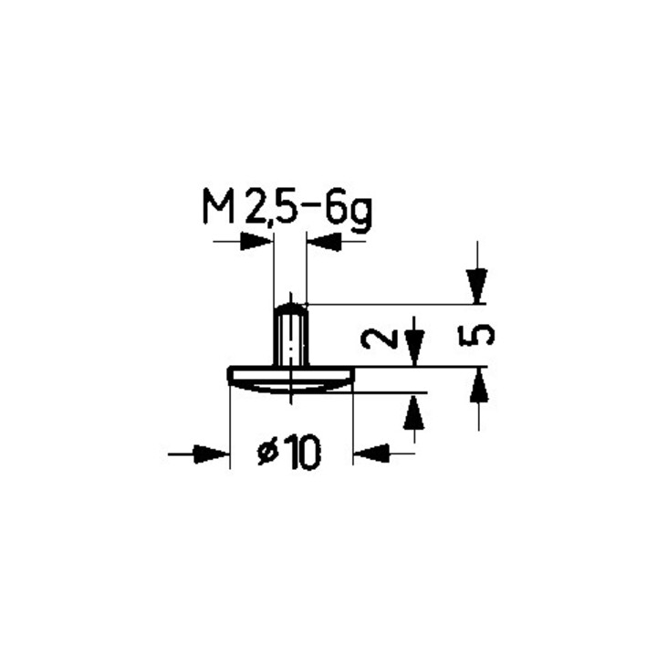 Messeins.D.10mm gewölbt R.15 M2,5 STA z.Messuhren KÄFER