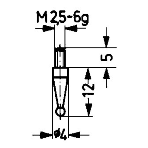 Messeins.D.1mm KGL M2,5 STA z.Messuhren KÄFER