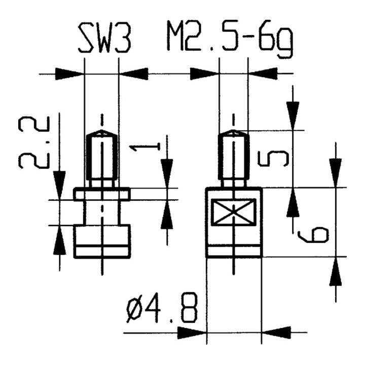 Messeins.D.4,8mm plan M2,5 HM z.Messuhren KÄFER