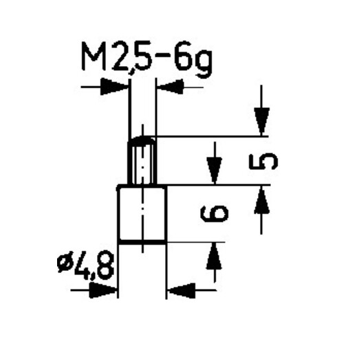 Messeins.D.4,8mm plan M2,5 STA z.Messuhren KÄFER