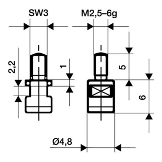 Messeinsatz D.4,8mm plan M2,5 HM f. Messuhren Käfer