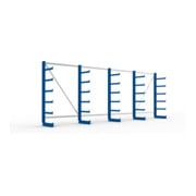 META Atlas ST Kragarmregal 2000x500x5400 mm, einseitig mit 5 Ständer und 6 Lagerebenen, 1350 mm Achsmaß, enzianblau