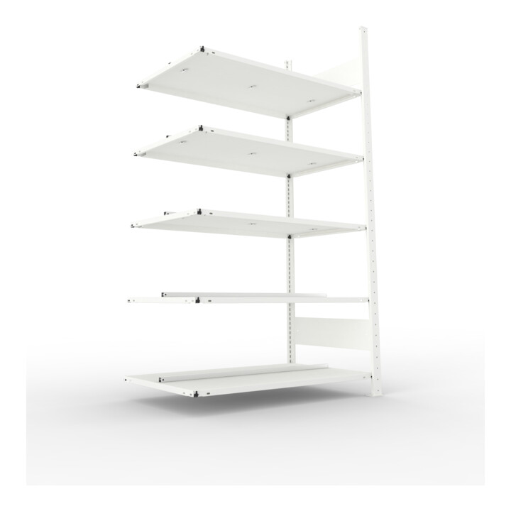 Meta Büro-Anbauregal COMPACT doppelseitig 1850x1000x600 mm lichtgrau