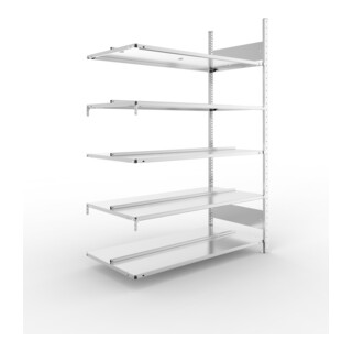 Meta Büro-Anbauregal S3 COMPACT 1850x1250x600 mm verzinkt doppelseitig mit 5 Böden Fachlast 100 kg