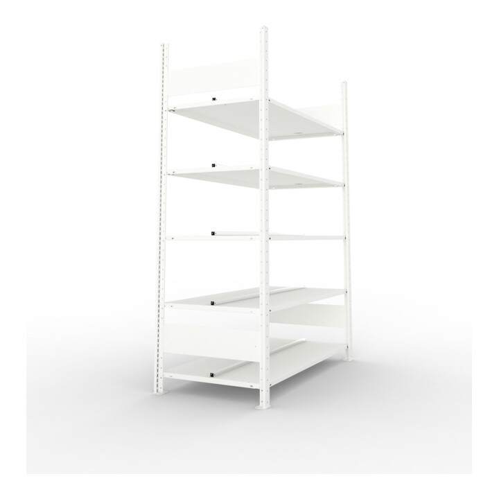 Meta Büroregal COMPACT doppelseitig 1850 x 1250 x 600 mm lichtgrau