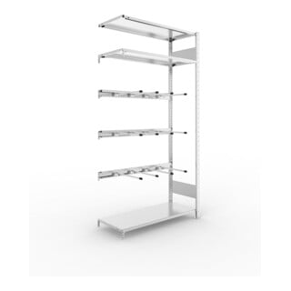 META CLIP Keilriemenregal 2000x1000x400 mm, Anbauregal mit 3 Keilriemenebenen, verzinkt