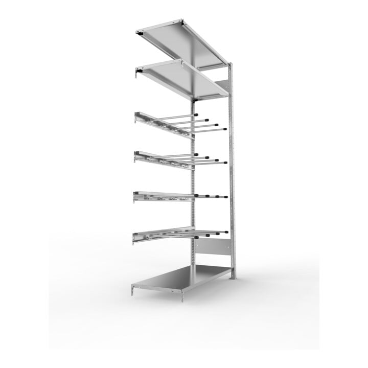 META CLIP Keilriemenregal 2000x1000x400 mm, Anbauregal mit 4 Keilriemenebenen, verzinkt