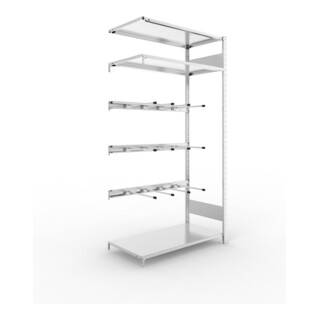 META CLIP Keilriemenregal 2000x1000x500 mm, Anbauregal mit 3 Keilriemenebenen, verzinkt