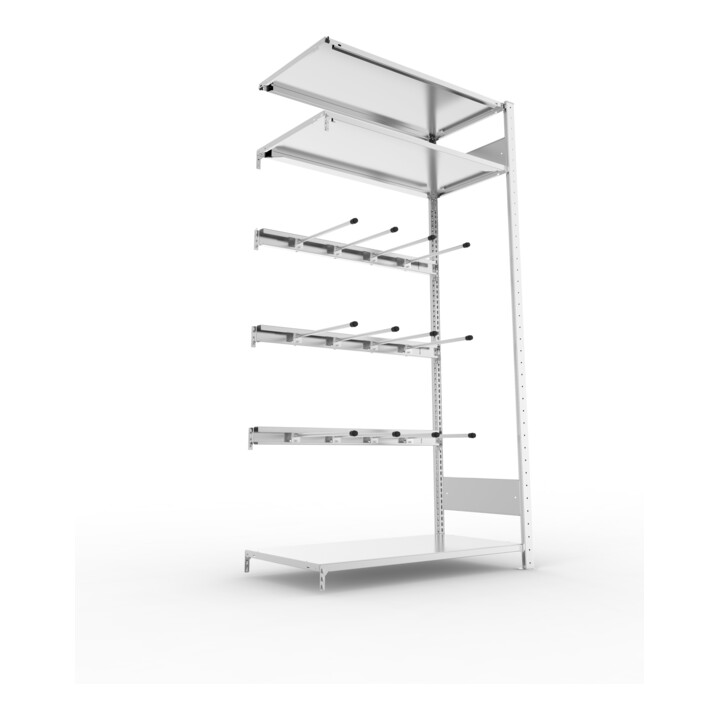 META CLIP Keilriemenregal 2000x1000x500 mm, Anbauregal mit 3 Keilriemenebenen, verzinkt