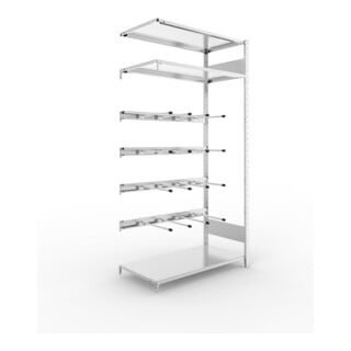 META CLIP Keilriemenregal 2000x1000x500 mm, Anbauregal mit 4 Keilriemenebenen, verzinkt