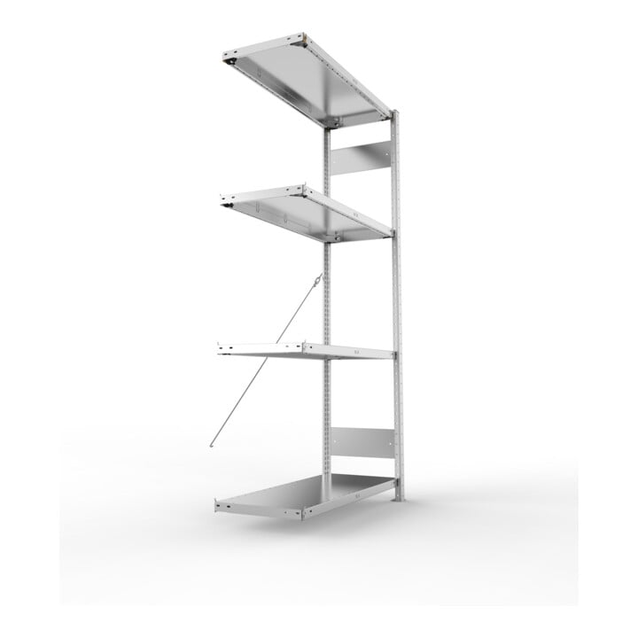 META CLIP SET Fachbodenregal 2000x1000x400 mm, Anbauregal mit 4 Fachböden, Fachlast 150 Kg, verzinkt