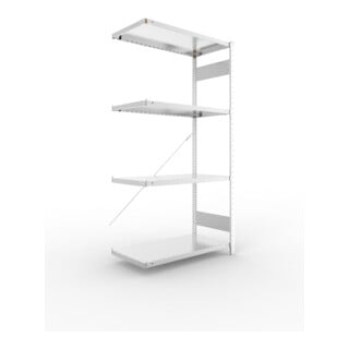 META CLIP SET Fachbodenregal 2000x1000x500 mm, Anbauregal mit 4 Fachböden, Fachlast 230 Kg, verzinkt