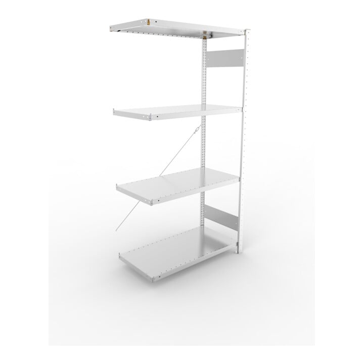META CLIP SET Fachbodenregal 2000x1000x500 mm, Anbauregal mit 4 Fachböden, Fachlast 230 Kg, verzinkt