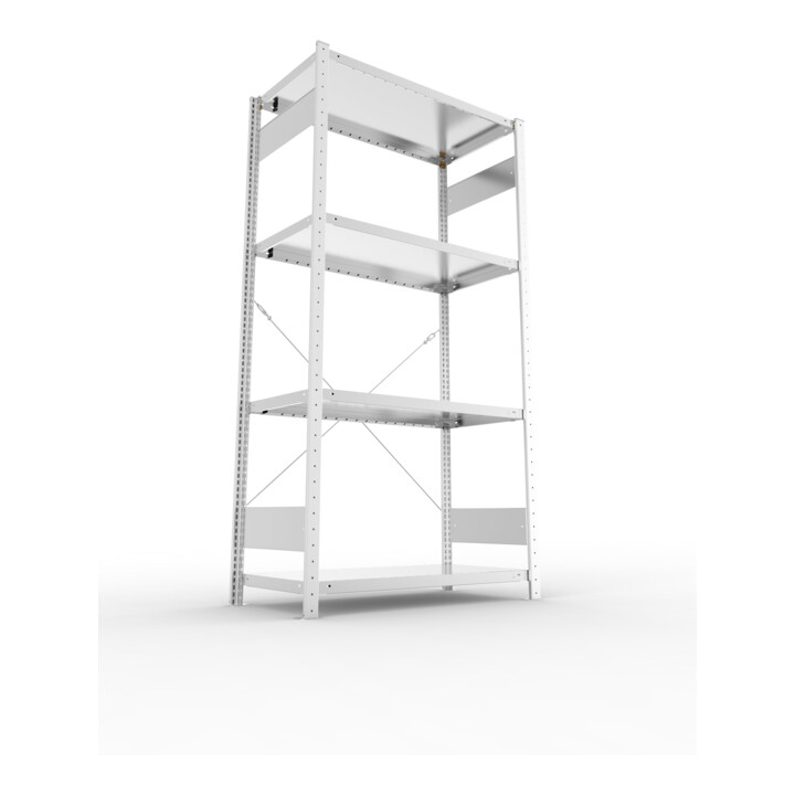 META CLIP SET Fachbodenregal 2000x1000x500 mm, mit 4 Fachböden, Fachlast 230 Kg, verzinkt