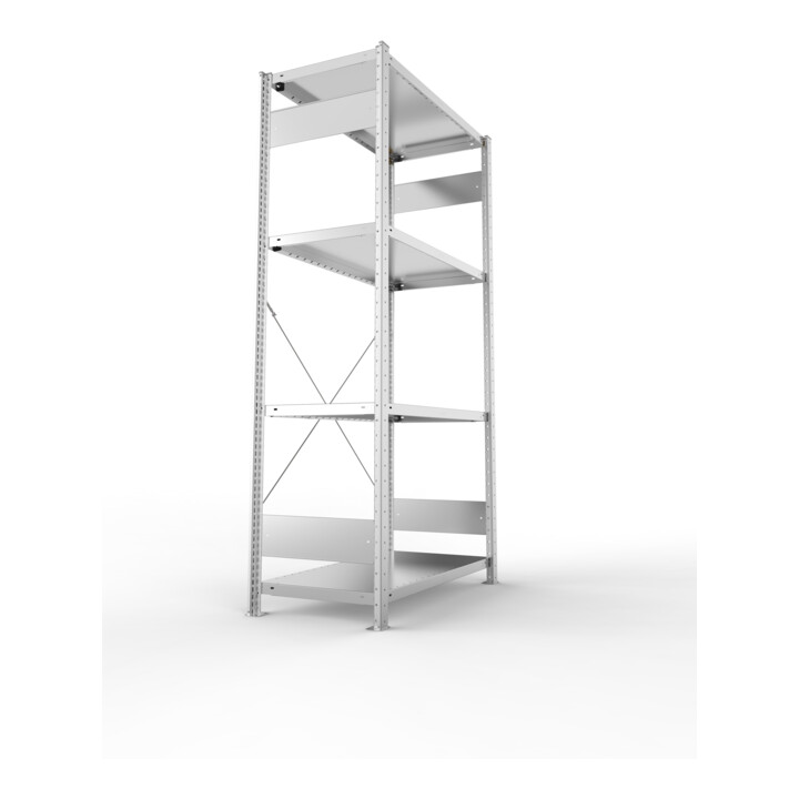 META CLIP SET Fachbodenregal 2000x1000x500 mm, mit 4 Fachböden, Fachlast 230 Kg, verzinkt