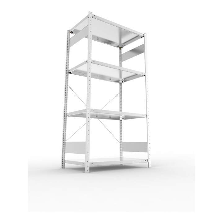 META CLIP SET Fachbodenregal 2000x1000x600 mm, mit 4 Fachböden, Fachlast 150 Kg, verzinkt