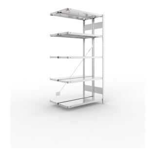 META CLIP150 Doppel-Anbauregal 2000x1000x(300+300) mm, mit 2x5 Böden, 150 Kg Fachlast, verzinkt