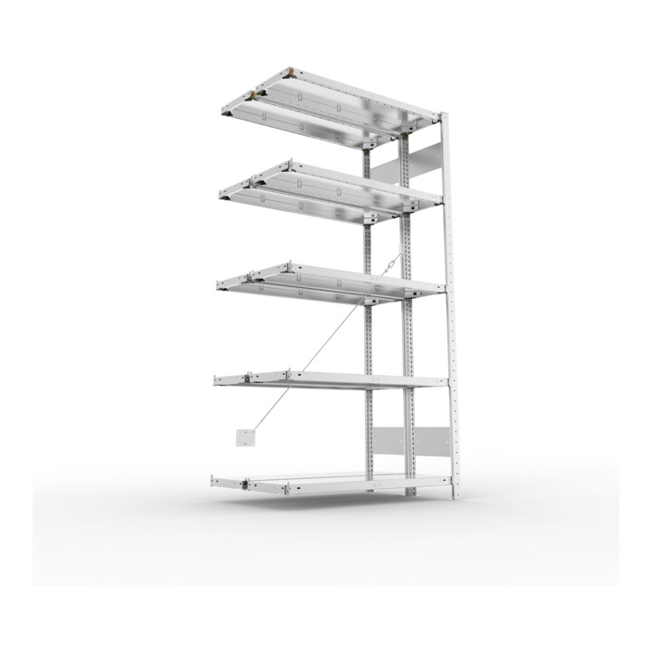 META CLIP150 Doppel-Anbauregal 2000x1000x(300+300) mm, mit 2x5 Böden, 150 Kg Fachlast, verzinkt