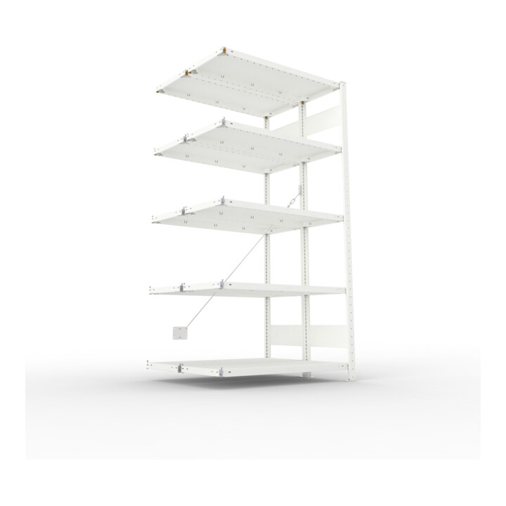 META CLIP150 Doppel-Anbauregal 2000x1000x(400+400) mm, mit 2x5 Böden, 150 Kg Fachlast, lichtgrau