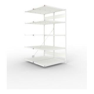 META CLIP150 Doppel-Anbauregal 2000x1000x(600+600) mm, mit 2x5 Böden, 150 Kg Fachlast, lichtgrau
