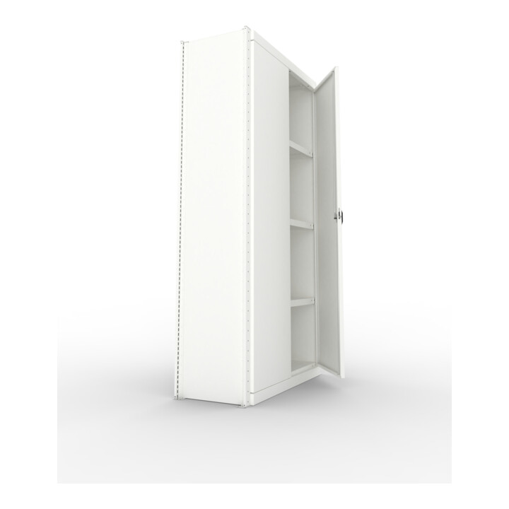 META CLIP150 Schrankmodul 2000x1000x400 mm, mit 5 Böden, Vollwandseitenrahmen, Rückwand und Flügeltür, lichtgrau