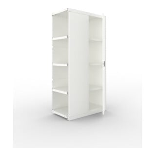 META CLIP150 Schrankmodul 2000x1000x500 mm, Anbaumodul mit 5 Böden, Vollwandseitenrahmen, Rückwand und Flügeltür, lichtgrau