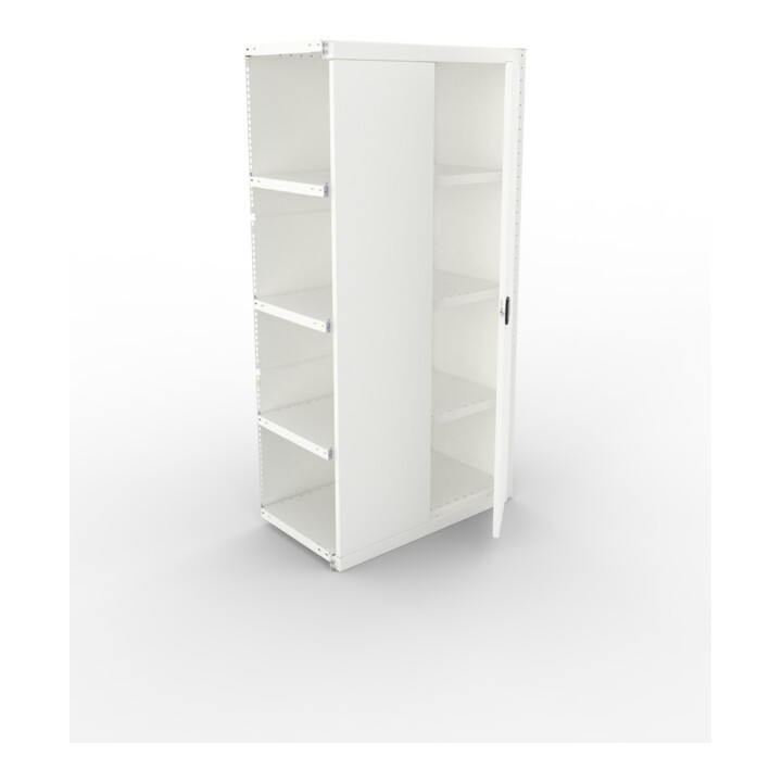 META CLIP150 Schrankmodul 2000x1000x500 mm, Anbaumodul mit 5 Böden, Vollwandseitenrahmen, Rückwand und Flügeltür, lichtgrau