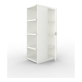 META CLIP150 Schrankmodul 2000x1000x500 mm, Anbaumodul mit 5 Böden, Vollwandseitenrahmen, Rückwand und Flügeltür, lichtgrau