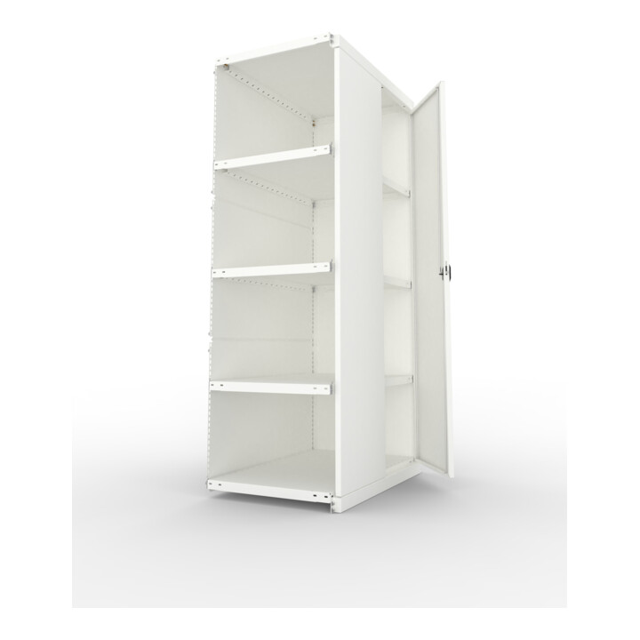 META CLIP150 Schrankmodul 2000x1000x500 mm, Anbaumodul mit 5 Böden, Vollwandseitenrahmen, Rückwand und Flügeltür, lichtgrau