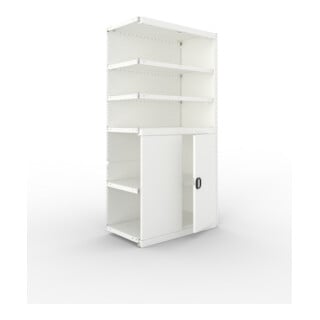 META CLIP150 Schrankmodul 2000x1000x500 mm, Anbaumodul mit 6 Böden, Vollwandseitenrahmen, Rückwand und Flügeltür, lichtgrau