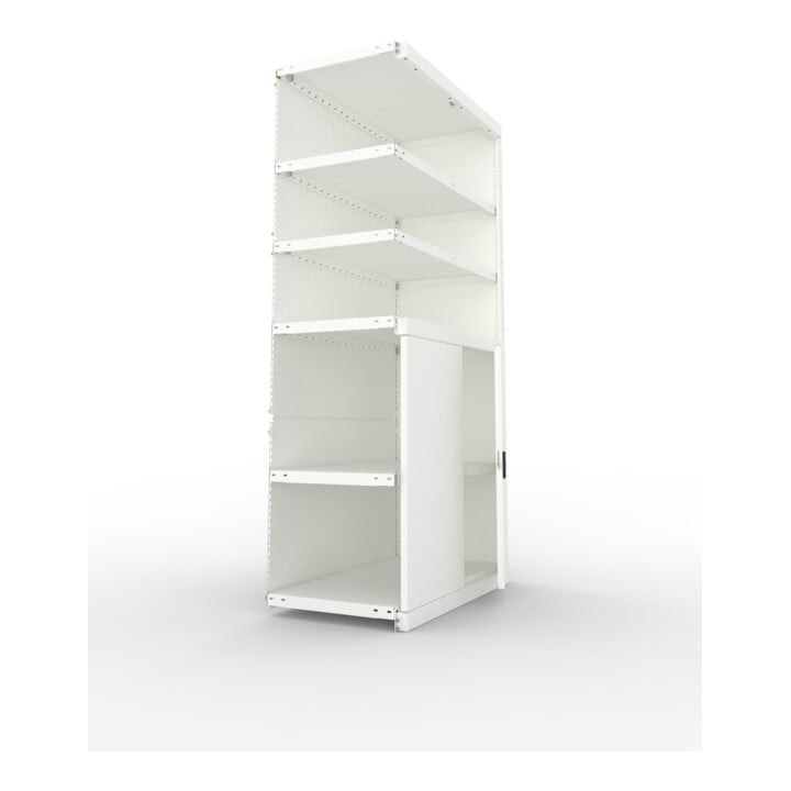 META CLIP150 Schrankmodul 2000x1000x500 mm, Anbaumodul mit 6 Böden, Vollwandseitenrahmen, Rückwand und Flügeltür, lichtgrau