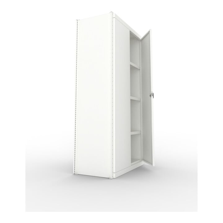 META CLIP150 Schrankmodul 2000x1000x500 mm, mit 5 Böden, Vollwandseitenrahmen, Rückwand und Flügeltür, lichtgrau